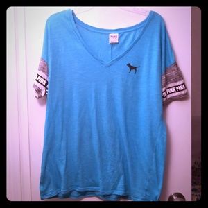 Blue Victoria's Secret Pink tee